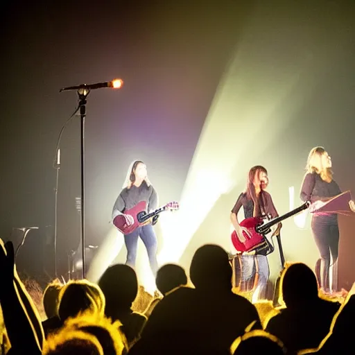 Image similar to female Sasquatch rock band spotlights backlit smoke concert