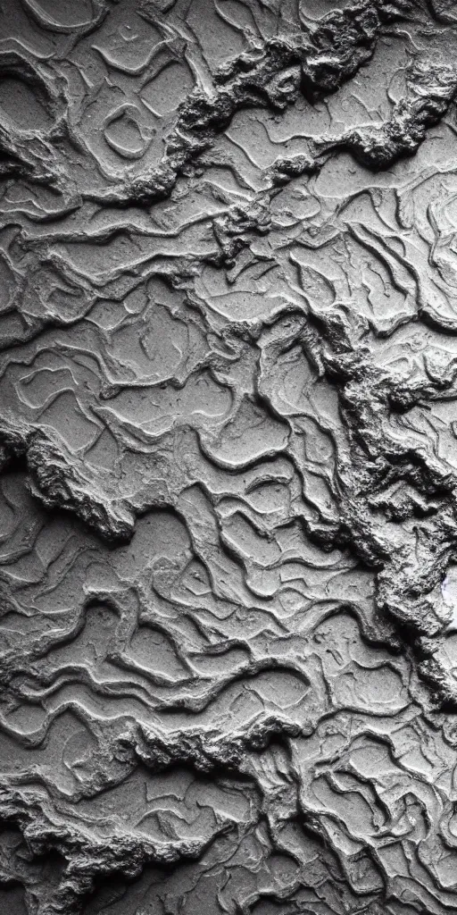 Prompt: a photorealistic render of a topographic island map, on a black background, greyscale, made of melted plastic and marble, c 4 d, by zhelong xu ouchh studio and ernst haeckel, wide angle, hyper realistic, plain black background, 8 k, volumetric lightning, octane render