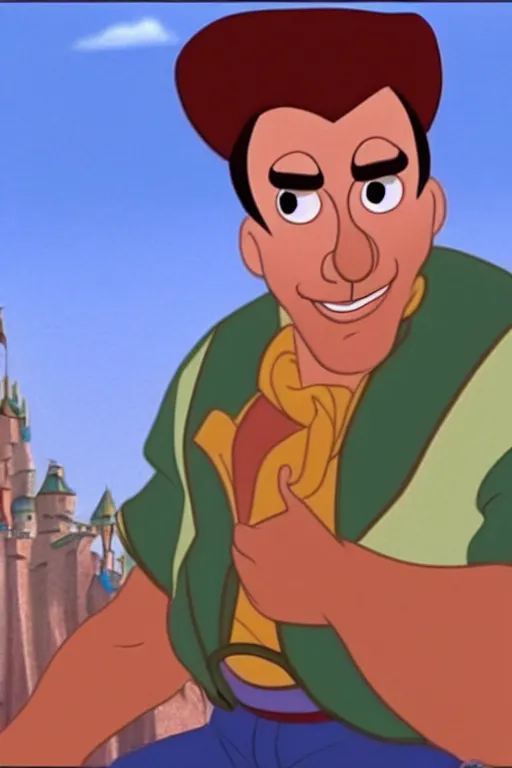 Image similar to portrait of gigachad, screenshot of an animated film by walt disney, 1 9 9 8