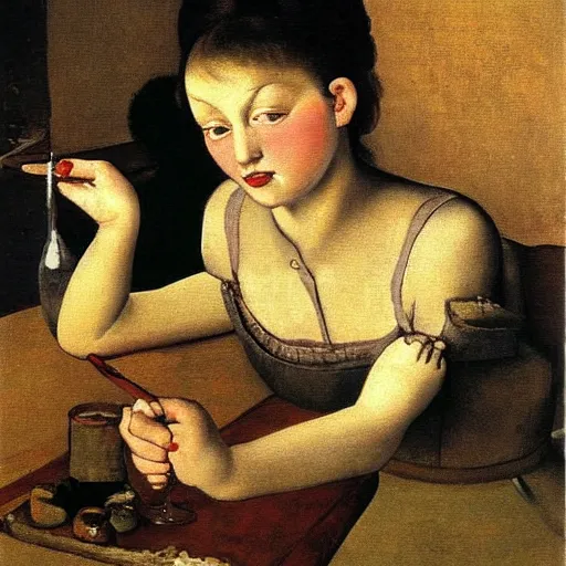 Image similar to Masterpiece painting of Kiki from Kiki's delvery service, painted by Balthus