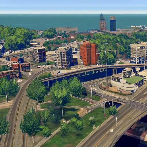 Image similar to providence, rhode island in the style of gta 5