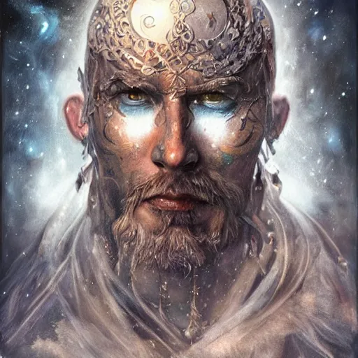 Prompt: an Artstation 3d render of Very very very very highly detailed beautiful mystic portrait of a phantom warrior with galaxy, tattoos by Anton Pieck, intricate, extremely detailed, digital painting, artstation, concept art, smooth, sharp focus, illustration, intimidating lighting, incredible art,