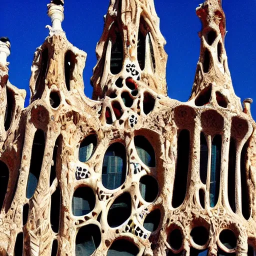 Prompt: “building made of intricate and detailed bones, designed by antoni gaudi”