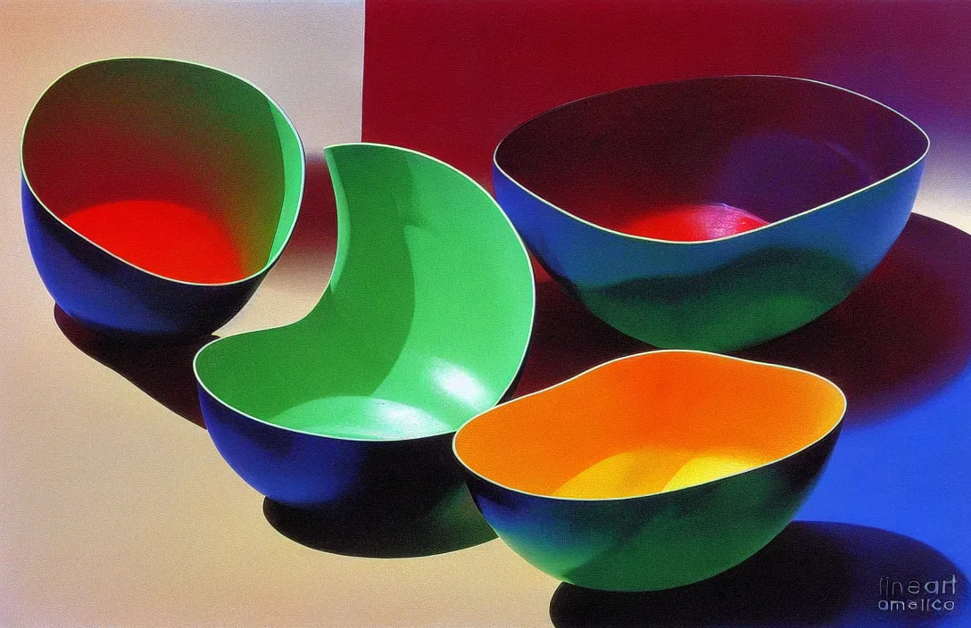 Prompt: energetic brushstrokes create optical flow photograph by robert adams perfectly shaped bowl painting by claude gellee