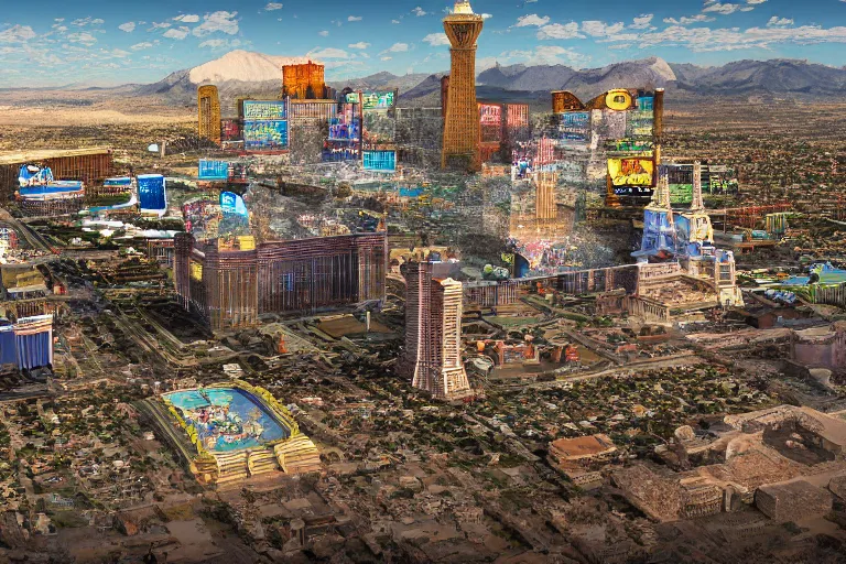 Image similar to Las Vegas discovered ad an ancient city, 4k, highly detailed, trending on ArtStation