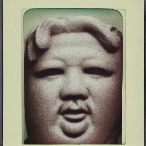 Image similar to polaroid photo of fragmented greek sculpture of kim jong un
