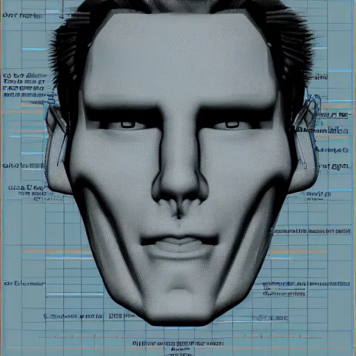 Image similar to jerma985 face schematics, blueprint detailed