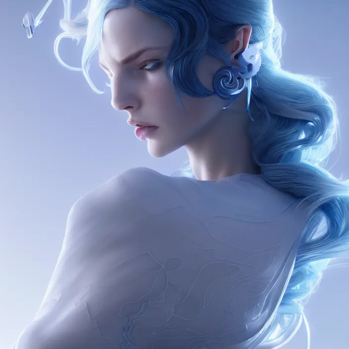 Prompt: intel corporation by charlie bowater and anna dittmann and artgerm and clemens ascher, intricate, elegant, white and blue mist, highly detailed, dramatic lighting, sharp focus, octane render, trending on artstation, artstationhd, artstationhq, unreal engine, 4 k, 8 k