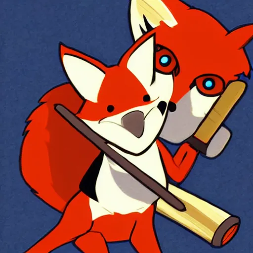 Image similar to a card with a picture of a fox holding a baseball bat, a comic book panel by ken sugimori, official art, poster art, dungeons and dragons, detailed, realistic, trending on artstation