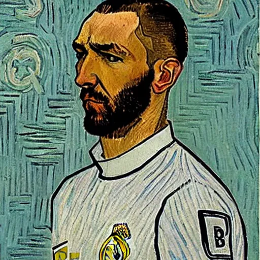 Image similar to benzema real madrid by van gogh