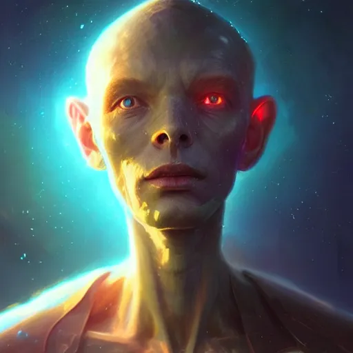 Image similar to highly detailed portrait from a male alien, extraterrestrial, aquatic, stephen bliss, unreal engine, fantasy art by greg rutkowski, loish, rhads, ferdinand knab, makoto shinkai and lois van baarle, ilya kuvshinov, rossdraws, tom bagshaw, global illumination, radiant light, detailed and intricate environment