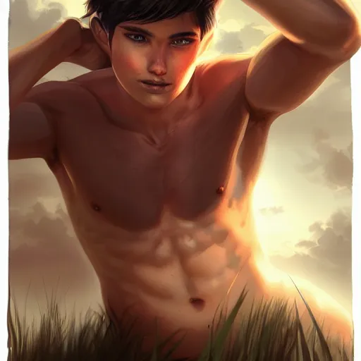 Prompt: a boy in wild, by Artgerm