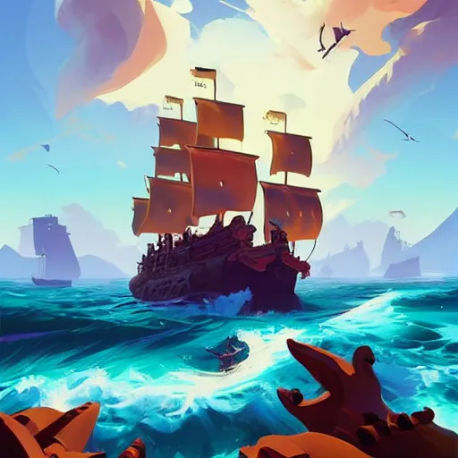 Image similar to painting treasure on sea of thieves game smooth median photoshop filter cutout vector, behance hd by jesper ejsing, by rhads, makoto shinkai and lois van baarle, ilya kuvshinov, rossdraws global illumination