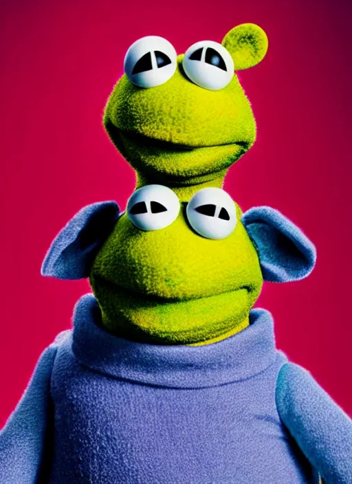 Image similar to studio portrait still of muppet!!!!! shrek!!!!!! as a muppet muppet as a muppet, 8 k, studio lighting, key light,