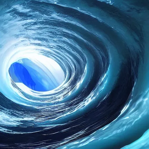 Prompt: tubular ocean wave that is a portal to another dimension