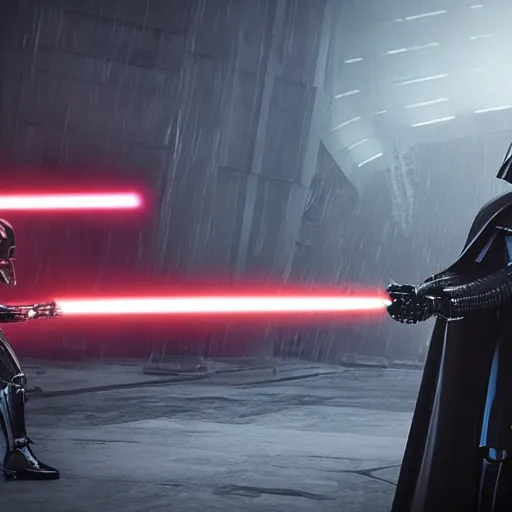 Prompt: darth vader vs alien queen : zack snyder style : cinematic, 8 k hdr, detailed, hyperrealistic, unreal engine 5 rendering, matte painting, realistic materials, photo realistic, postprocessing