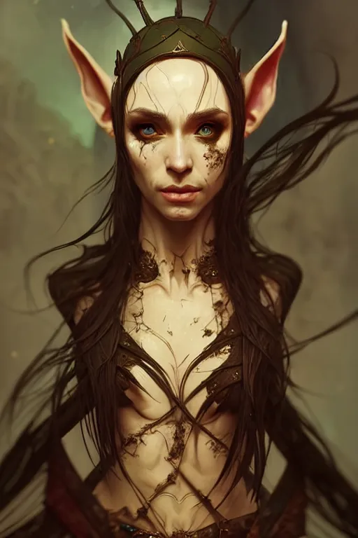 Image similar to beautiful plague - infected ancient elf, highly detailed, digital painting, artstation, sharp focus, illustration, cinematic, art by tan zi and ayanamikodon and alphonse mucha and wlop