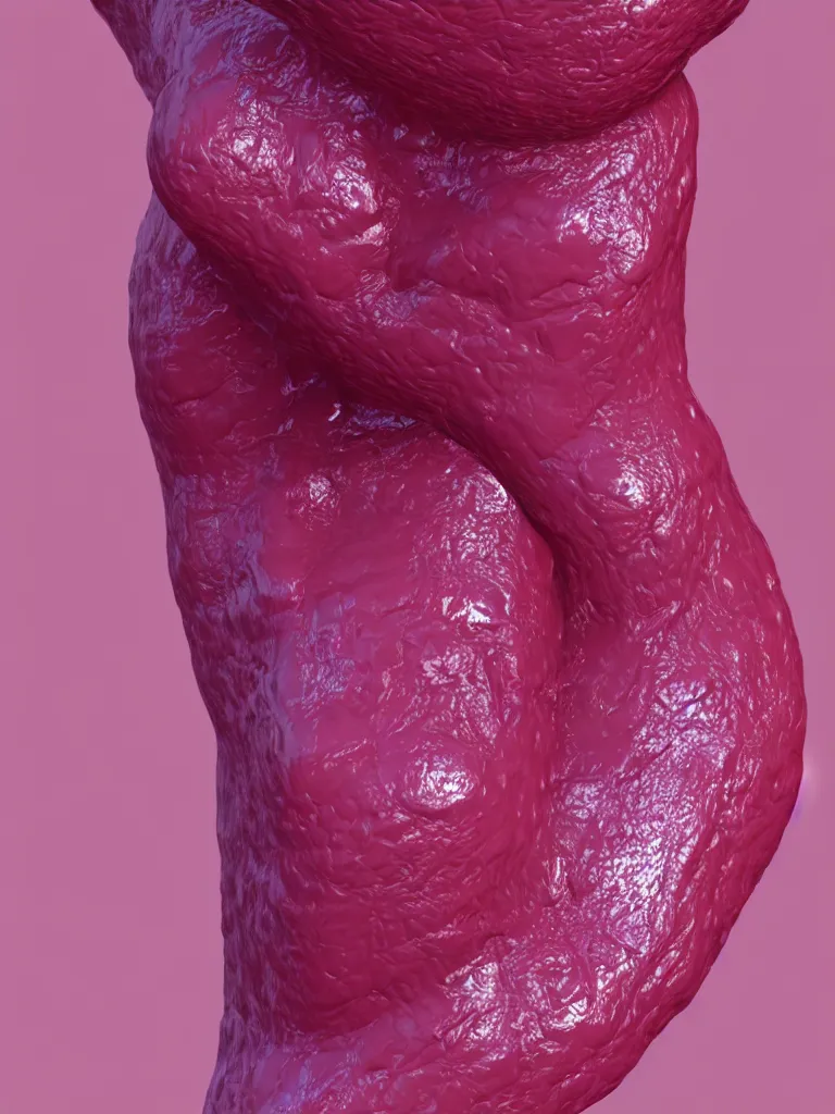Image similar to a 3d primitive tube shape, texture-mapped with pink human skin, glossy, straight smooth vertical , highly realistic, Surface Painter, hyper-real, 4k, Octane render