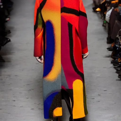 Image similar to A colorful avant-garde coat designed by Yohji Yamamoto, Raf Simons, Dries Van Noten