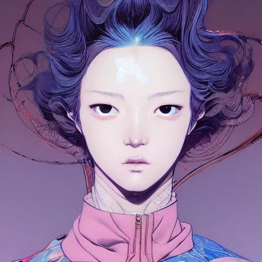 Image similar to prompt : fashion tv character portrait soft light painted by james jean and katsuhiro otomo and erik jones, inspired by akira anime, smooth face feature, intricate oil painting, high detail illustration, sharp high detail, manga and anime 1 9 9 9