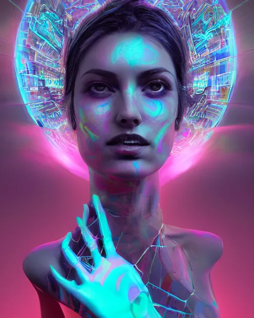 Image similar to a powerful energy psychedelic woman, by alexander fedosav, hyper detailed digital matte painting, concept art, hyperrealism, 1 6 k resolution, cinema 4 d, 8 k resolution, trending on artstation, behance hd, a masterpiece, by stephan martiniere, particles, cel - shaded, power bright neon energy, by david a. hardy,