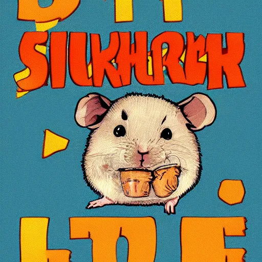 Image similar to a poster of a hamster in the style of Suehiro Maruo