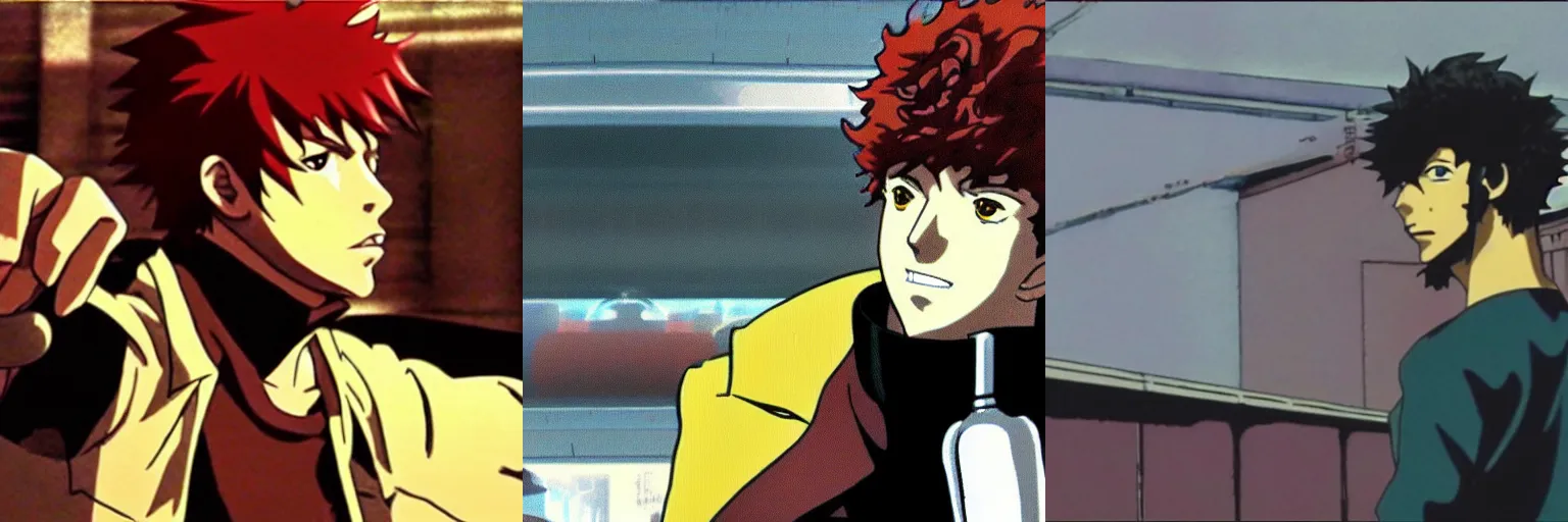 Prompt: a still of Drake in the anime Cowboy Bebop,