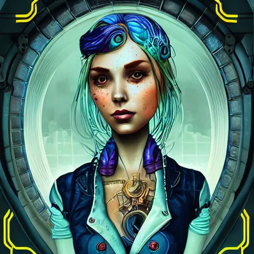 Image similar to Lofi mermaid BioPunk BioShock portrait, Pixar style, by Tristan Eaton Stanley Artgerm and Tom Bagshaw.