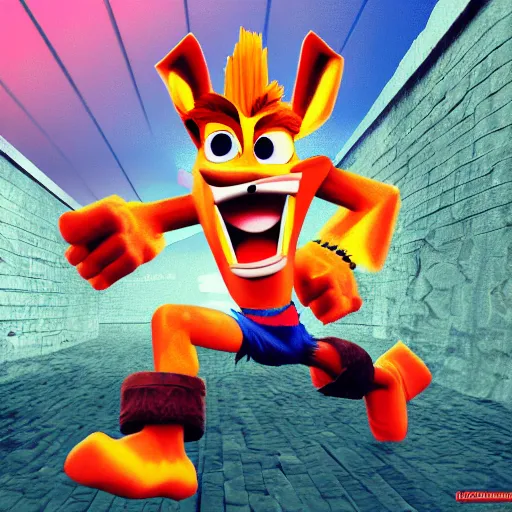 Prompt: Crash Bandicoot is our overlord, sovietwave, digital art, render