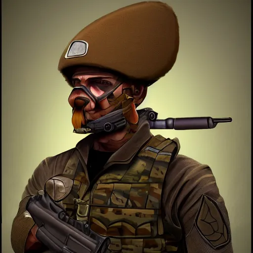 Prompt: soldier with caracal head, digital art, trending on artstation