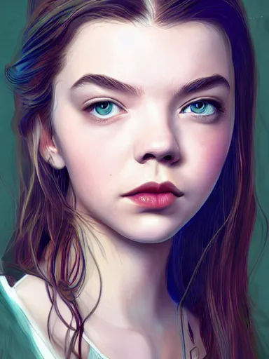 Prompt: anya taylor - joy, digital painting, artstation, highly detailed, elegant, beautiful