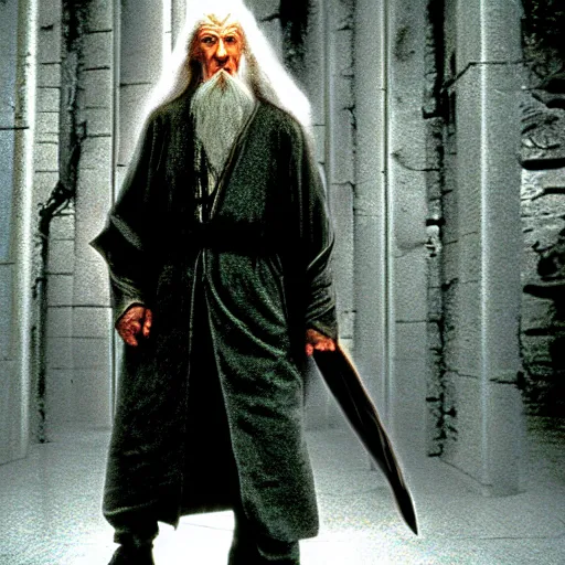 Prompt: Gandalf in the Matrix (1999)