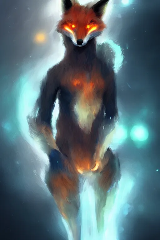 Image similar to a fox fursona, trending on artstation, by kawacy, furry art, digital art, cyberpunk, high quality, backlighting