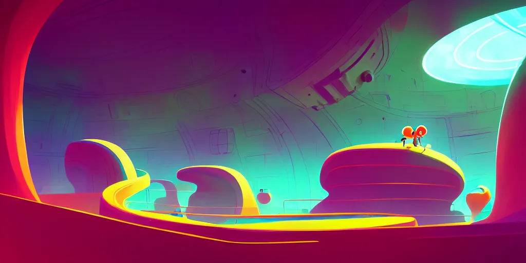 Image similar to spiral lines, minimalistic, extreme wide angle, curved perspective, digital art, chubby, subsurface scattering, indoor casino, by anton fadeev, horton hears a who!, spiral smoke, artstation, neon