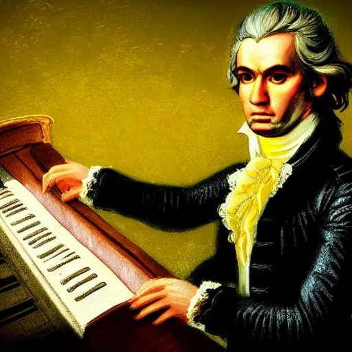 Image similar to portrait Mozart Beethoven Bach Vivaldi Handel, dynamic lighting, cinematic, establishing shot, extremely high detail, photo realistic, cinematic lighting, oil painting, intricate line drawings, 8k resolution