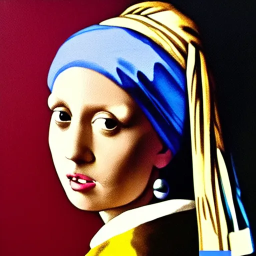 Prompt: donald trump painted like girl with a pearl earring
