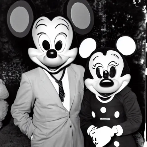 Prompt: walt disney dressed as mickey mouse