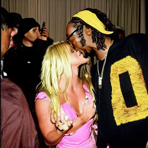 Image similar to “ britney spears and snoop dogg kissing ”