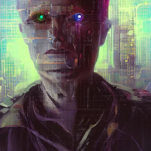 Image similar to neuromancer, painted by bobby chiu