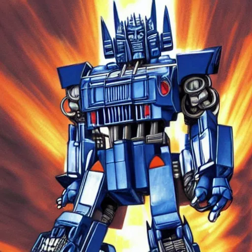 Image similar to optimus prime stuck in traffic and being overwhelmed,