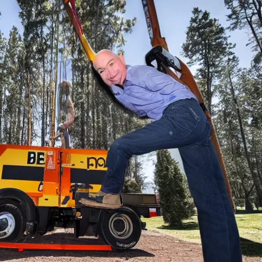 Image similar to bezos hanging by his feet over a wood chipper, with a large crowd cheering, 4k photo