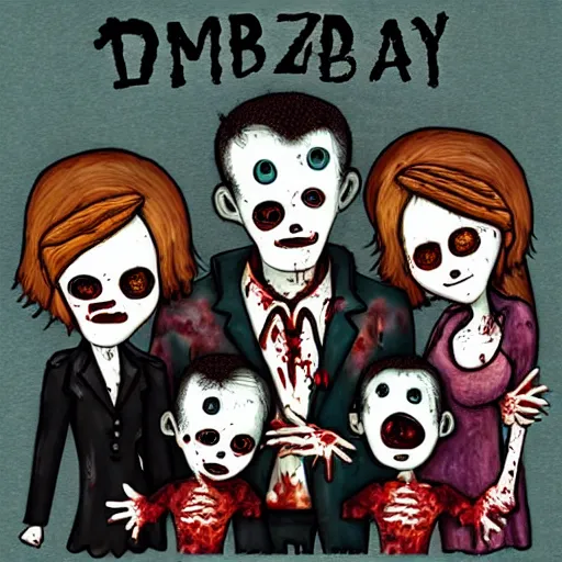 Prompt: zombie family portrait