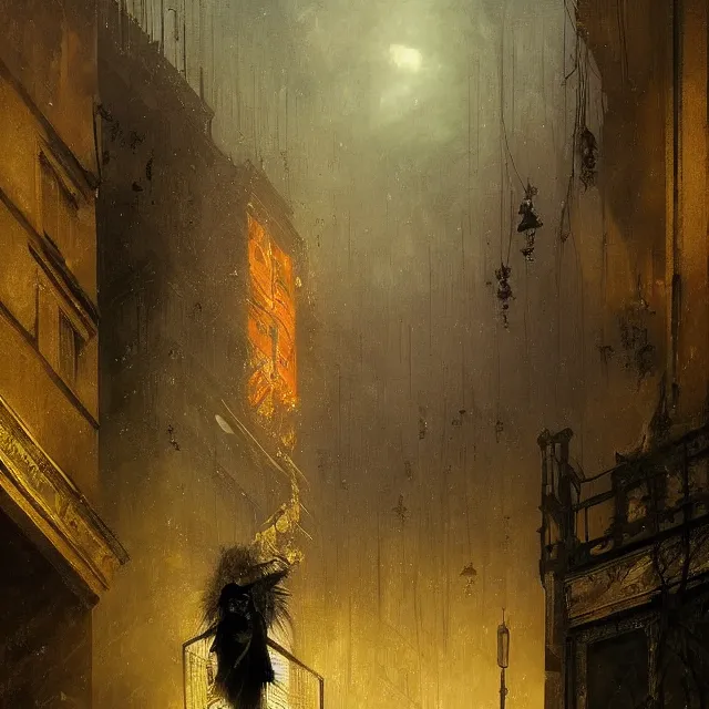 Prompt: ultra - realistic painting gothic 1 9 2 0 s hotel elevator opening up to a horrifying cosmic sky, atmospheric lighting, gloomy, foreboding, by carl spitzweg, ismail inceoglu, vdragan bibin, hans thoma, greg rutkowski, alexandros pyromallis, perfect face, fine details, realistic shadeing