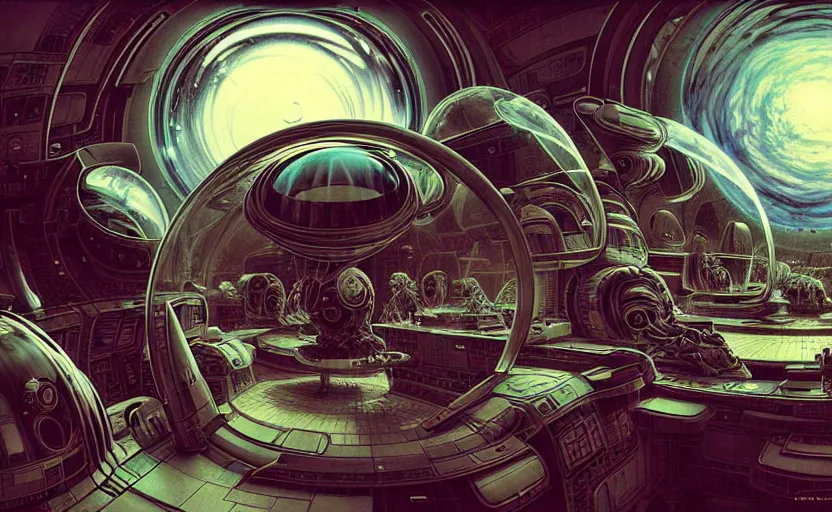 Prompt: coffe time on the office design only! 2 0 5 0 s retro future art 1 9 7 0 s science fiction borders lines decorations space machine, mech, robot. muted colors. by jean - baptiste monge, ralph mcquarrie, marc simonetti, 1 6 6 7. mandelbulb 3 d, fractal flame, jelly fish, coral, cinematic lightning