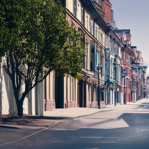 Image similar to a perfect street with no cars, houses designed by famous architect. bikes. cinematic, 8 k, inspirational.