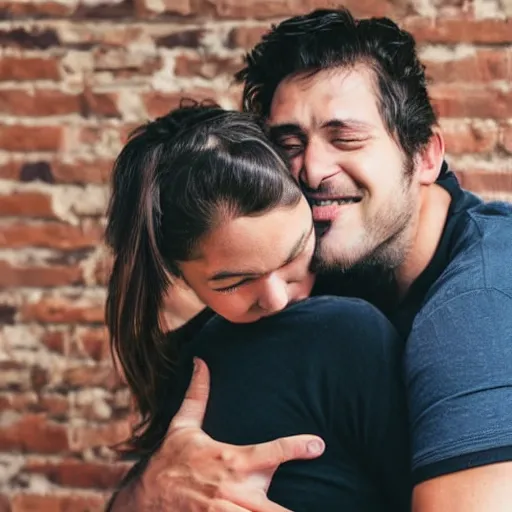 Image similar to guy hugs girl from behind