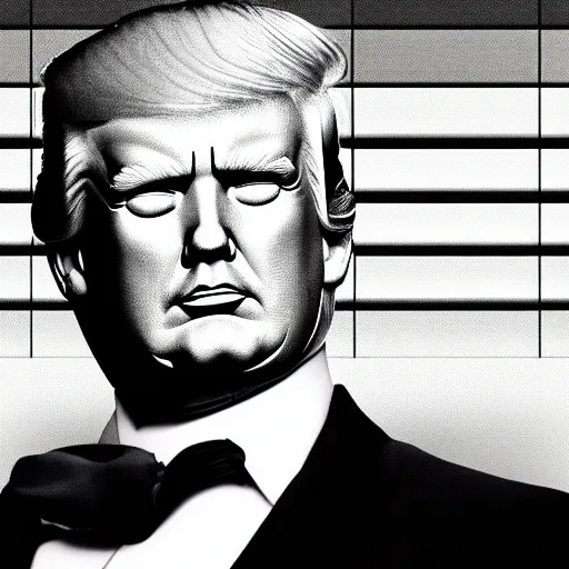 Image similar to donald trump as max headroom, ultrafine detail,