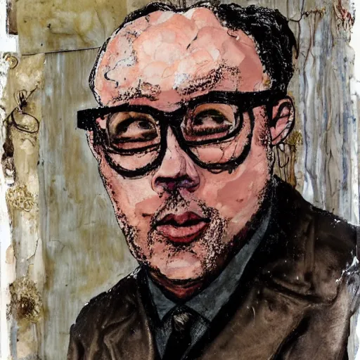 Prompt: vic reeves painted by anselm kiefer