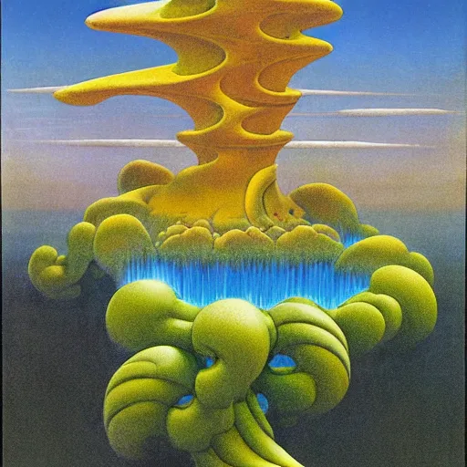 Prompt: divine chaos engine by roger dean, symbolist, visionary