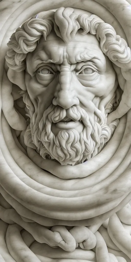 Image similar to twenty three year old michelangelo carving a block of white marble, photorealistic, hyperdetailed, studio lighting, octane render, caustics